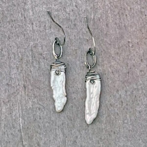Biwa Pearl And Sterling Silver Earrings