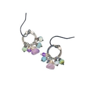 Amethyst And Sterling Silver Hoop Earrings