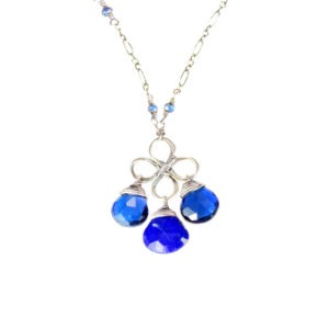 Closeup Blue Quartz, Sapphire And Sterling Silver Necklace
