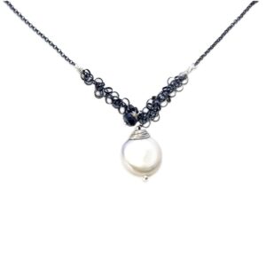 Coin Pearl And Sterling Silver Necklace