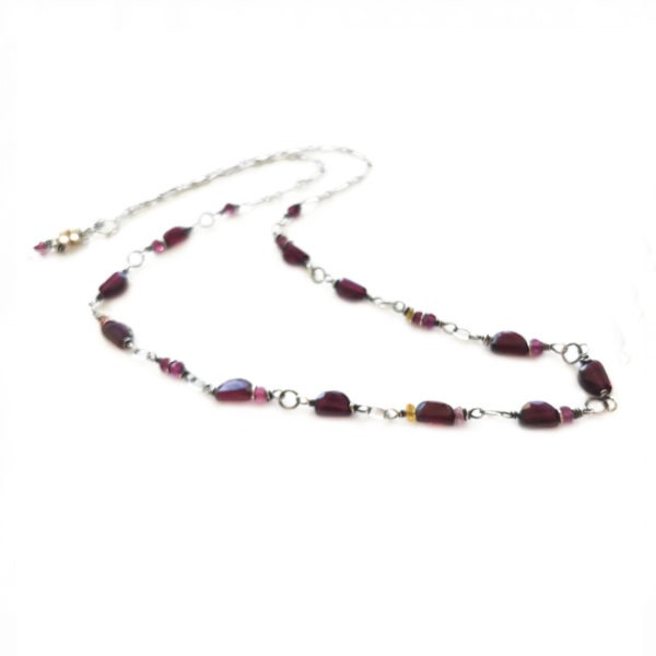 Garnet, Tourmaline And Sterling Silver Necklace