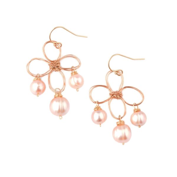 Pearl And Rose Gold Fill Chandelier Earrings