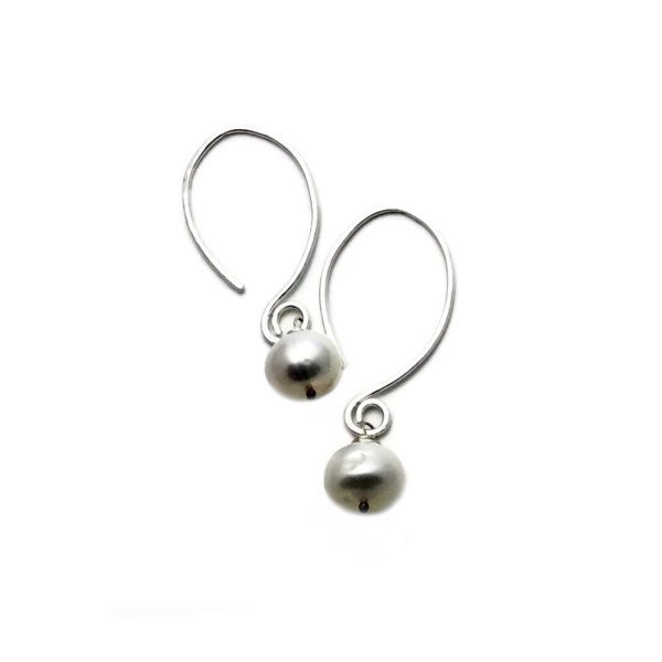 Pearl And Sterling Silver Elongated Earrings