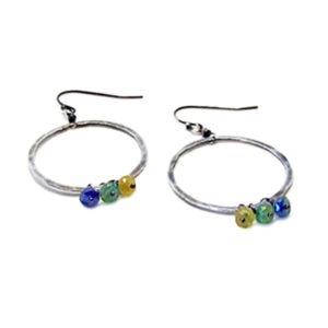 Sapphire And Sterling Silver Hoop Earrings