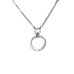 Sterling Silver Circle Necklace Closeup