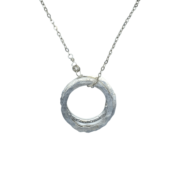 Sterling Silver Textured Trio Necklace