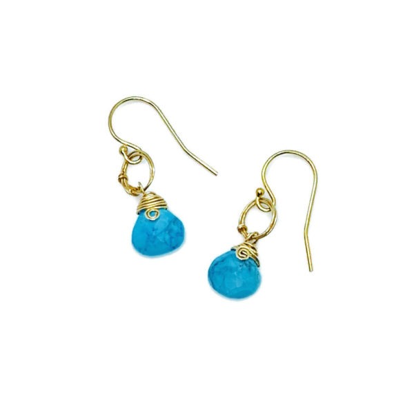 Turquoise And Gold Fill Dangle Earrings