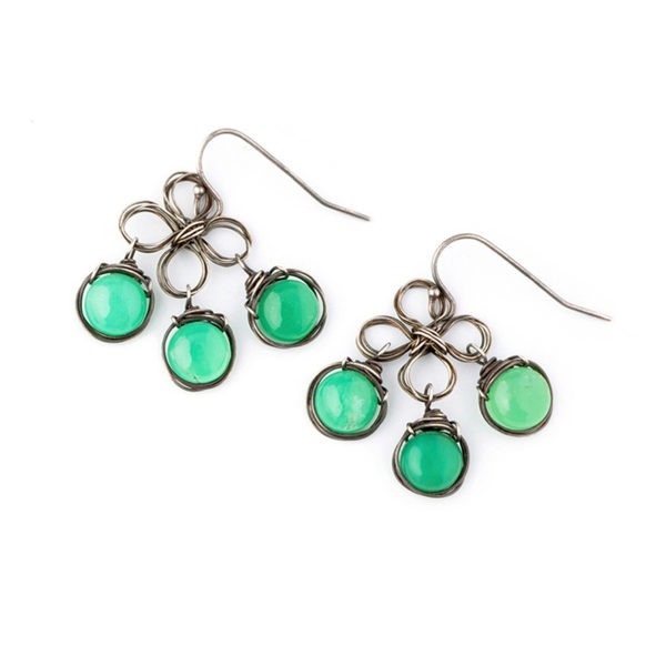 Chrysoprase And Sterling Silver Earrings