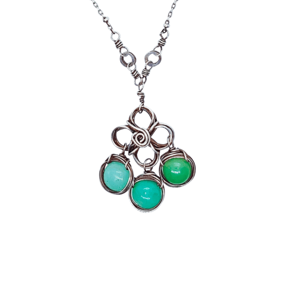 Chrysoprase And Sterling Silver Necklace