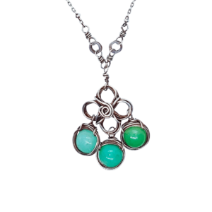 Chrysoprase And Sterling Silver Necklace