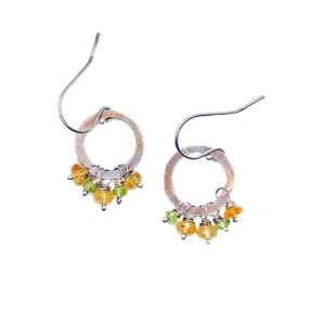 Citrine And Sterling Silver Hoop Earrings