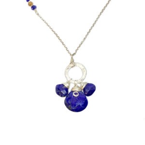 Lapis Lazuli Trio And Sterling Silver Necklace Closeup