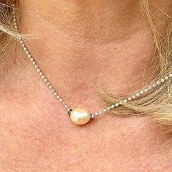 Pearl And Sterling Silver Bead Chain