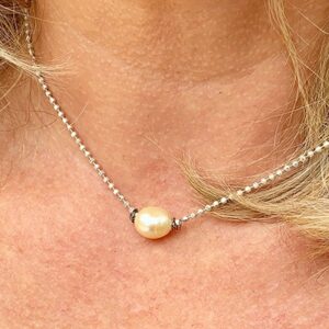 Pearl And Sterling Silver Bead Chain Necklace