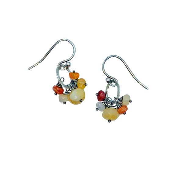 Fire Opal And Sterling Silver Earrings