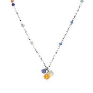 Opal Trio And Sterling Silver Triple Drop Necklace