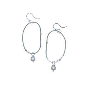 Pearl And Sterling Silver Hoop Earrings
