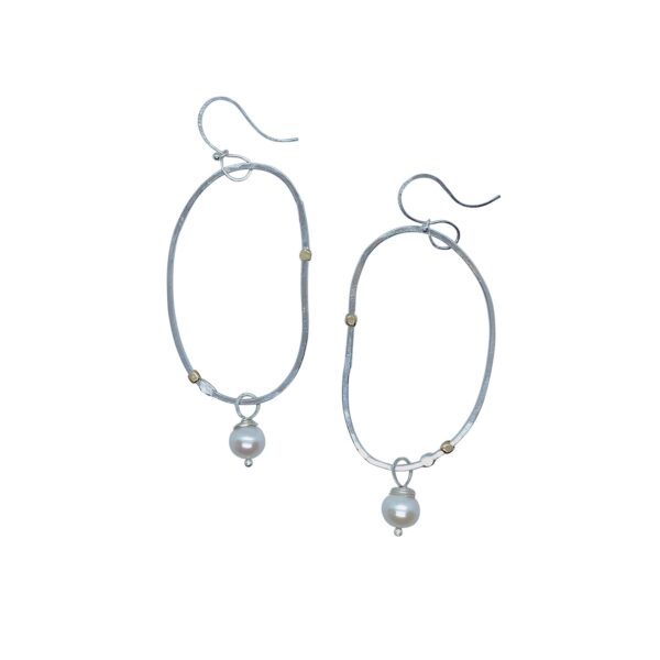 Pearl And Sterling Silver Hoop Earrings