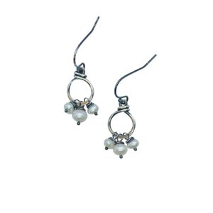 Pearl And Sterling Silver Cluster Earrings