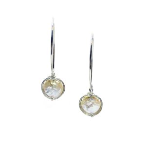 Coin Pearl And Elongated Sterling Silver Earrings