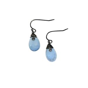 Blue Opal And Sterling Silver Earrings