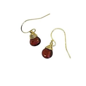 Garnet And Gold Fill Drop Earrings