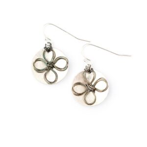 Sterling Silver Flowered Disc Earrings