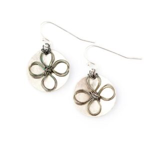 Sterling Silver Flowered Disc Earrings