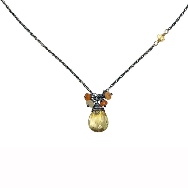 Citrine And Fire Opal Drop Necklace