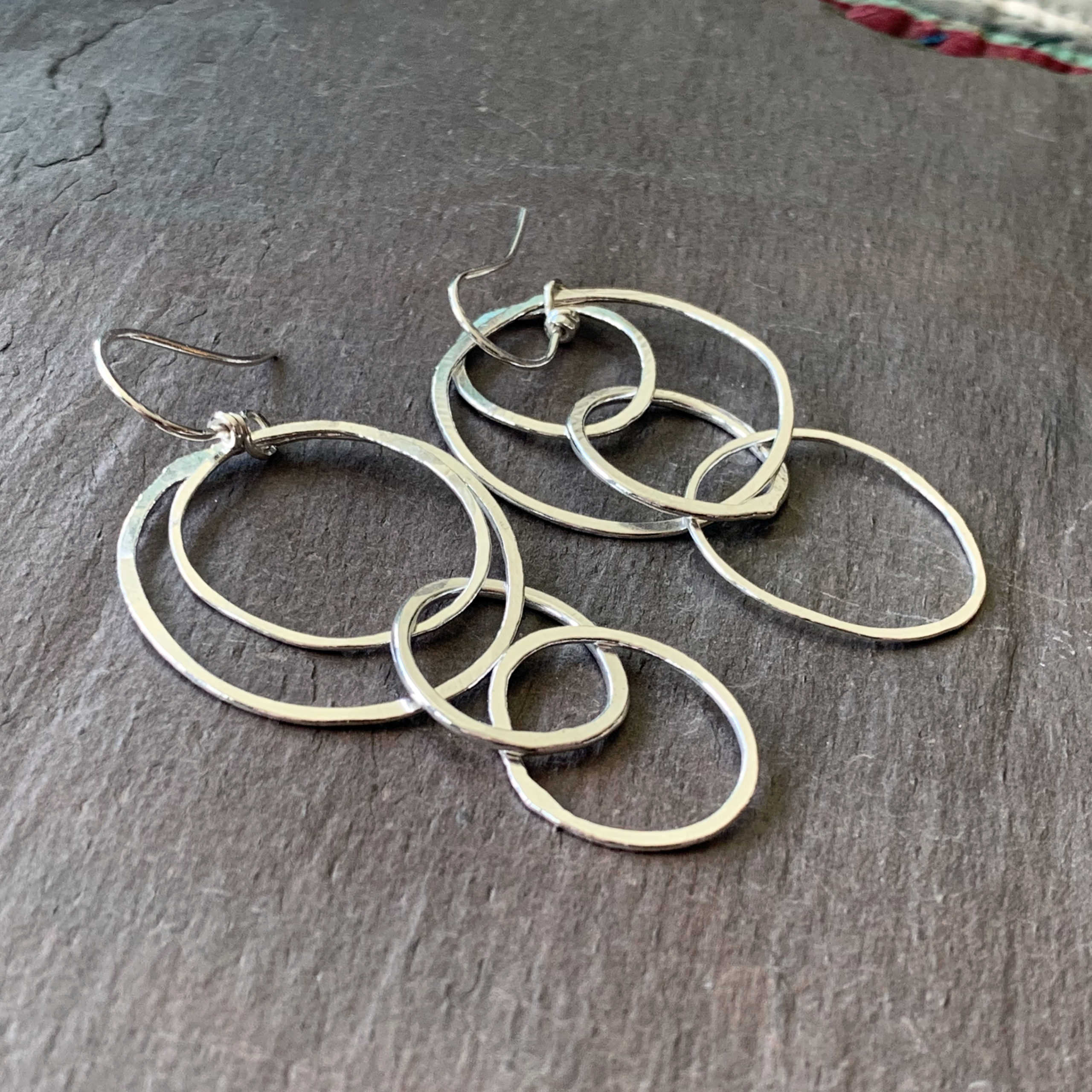Fine Silver Asymmetrical Hoop Earrings