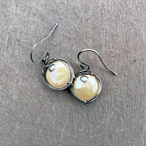 Nested Pearl And Sterling Silver Earrings