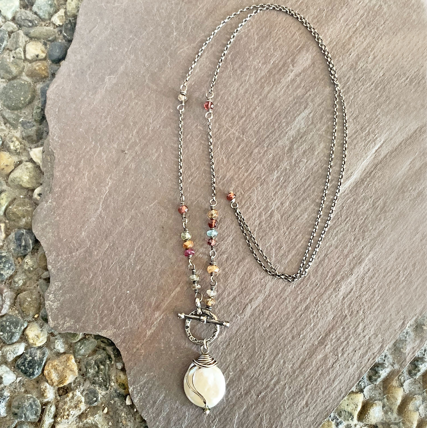 Opal Trio And Sterling Silver Necklace