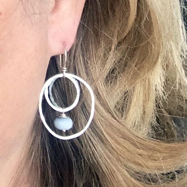 Blue Opal And Sterling Silver Hoops