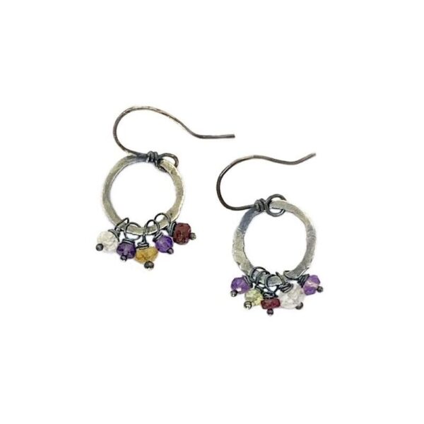 Amethyst And Sterling Silver Hoop Earrings