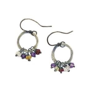 Amethyst And Sterling Silver Hoop Earrings