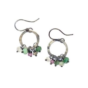 Chrysoprase And Sterling Silver Hoop Earrings