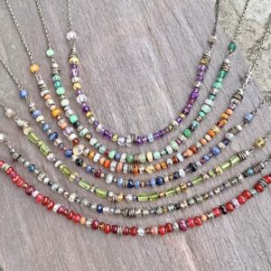 Gemstone Medley And Sterling Silver Necklace