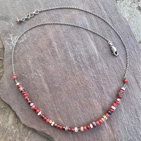 Red Jade And Sterling Silver Necklace