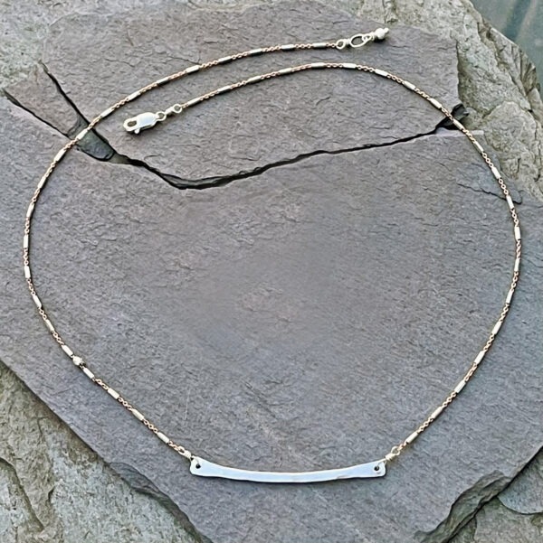 Mixed Metal Curved Bar Necklace