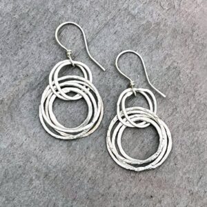 Fine Silver Hoop Cluster Earrings