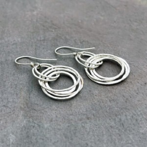 Fine Silver Hoop Cluster Earrings