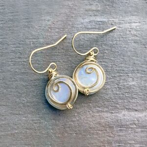 Coin Pearl And Gold Fill Spiral Earrings