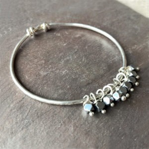 Hematite And Sterling Silver Bangle