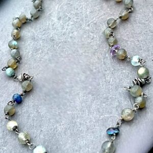 Labradorite, Aquamarine And Sterling Silver Necklace