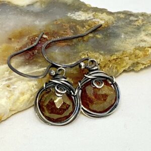 Orange Chalcedony And Sterling Silver Earrings