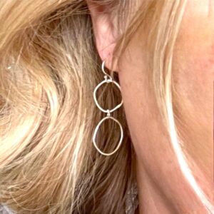 Organically Shaped Sterling Silver Double Hoop Earrings