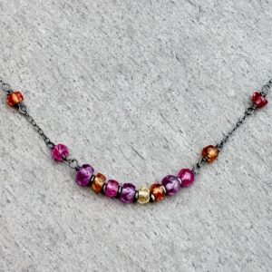 Pink Sapphire And Sterling Silver Necklace