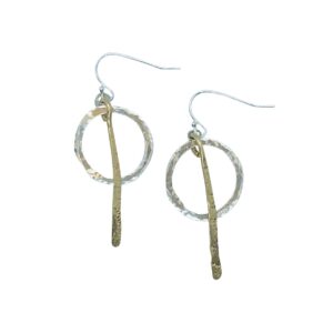 Mixed Metal Hoop and Vertical Bar Earrings